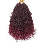 Goddess Box Braids Crochet Hair 10 Inch 8 Packs Pre-looped Bohemian Crochet Boho Box Braids With Curly Ends Red Burgundy 3X Crochet Braids Hair for Women Synthetic Braiding Hair (10 inch, TBUG)