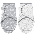 Biloban Baby Swaddle for Boys Girls, 3-6 Months, Cotton Blanket, Newborn Essentials, Lovely Grey Print, 2 Pack