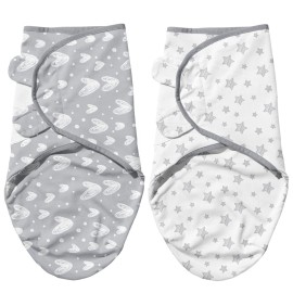 Biloban Baby Swaddle for Boys Girls, 3-6 Months, Cotton Blanket, Newborn Essentials, Lovely Grey Print, 2 Pack