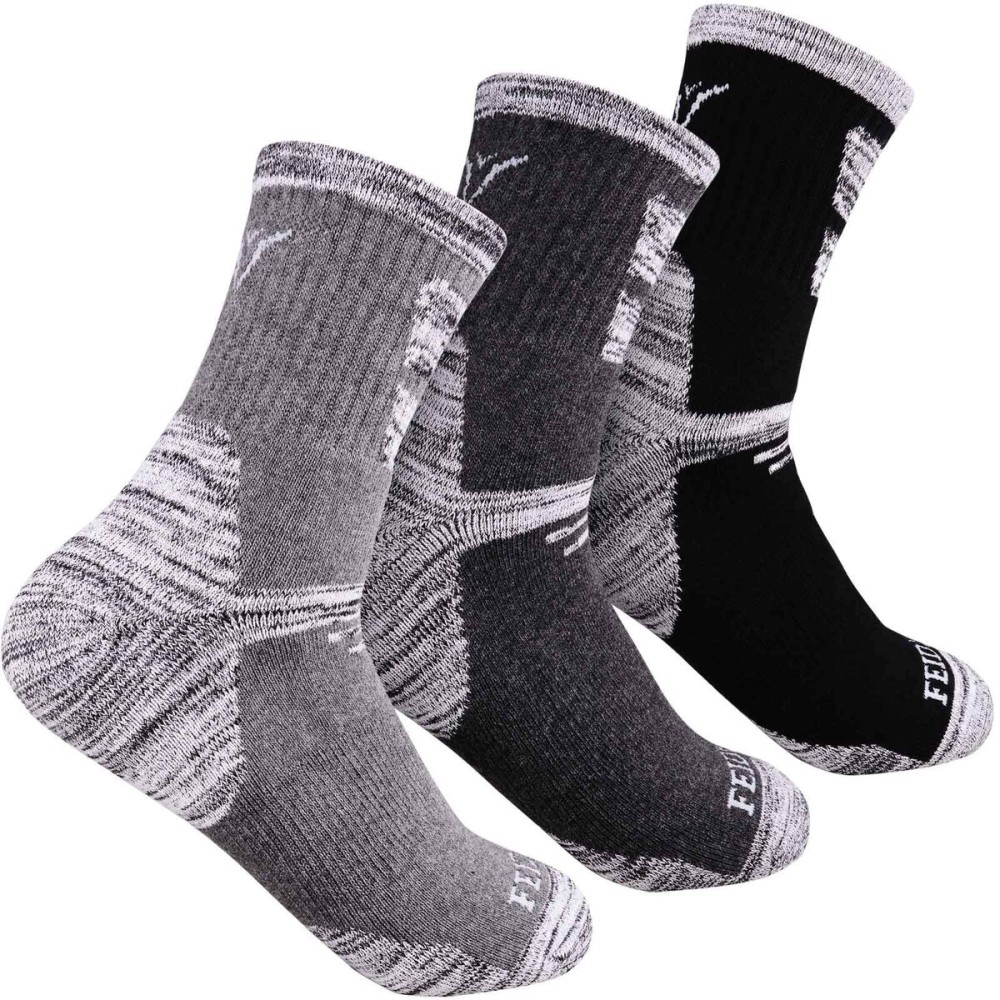 FEIDEER Hiking Walking Socks For Men, 3-pack Outdoor Recreation Socks Moisture Wicking Quarter Crew Socks (19103-XXL)