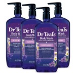 Dr Teal\'s Body Wash with Pure Epsom Salt, Sleep Blend with Melatonin, 24 fl oz (Pack of 4)