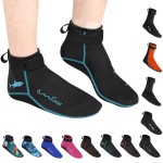 OMGear Water Socks Neoprene Socks Beach Booties Shoes 3mm Glued Blind Stitched Anti-Slip Wetsuit Boots Fin Swim Socks (3mm Low Cut/Aqua, 3XL)