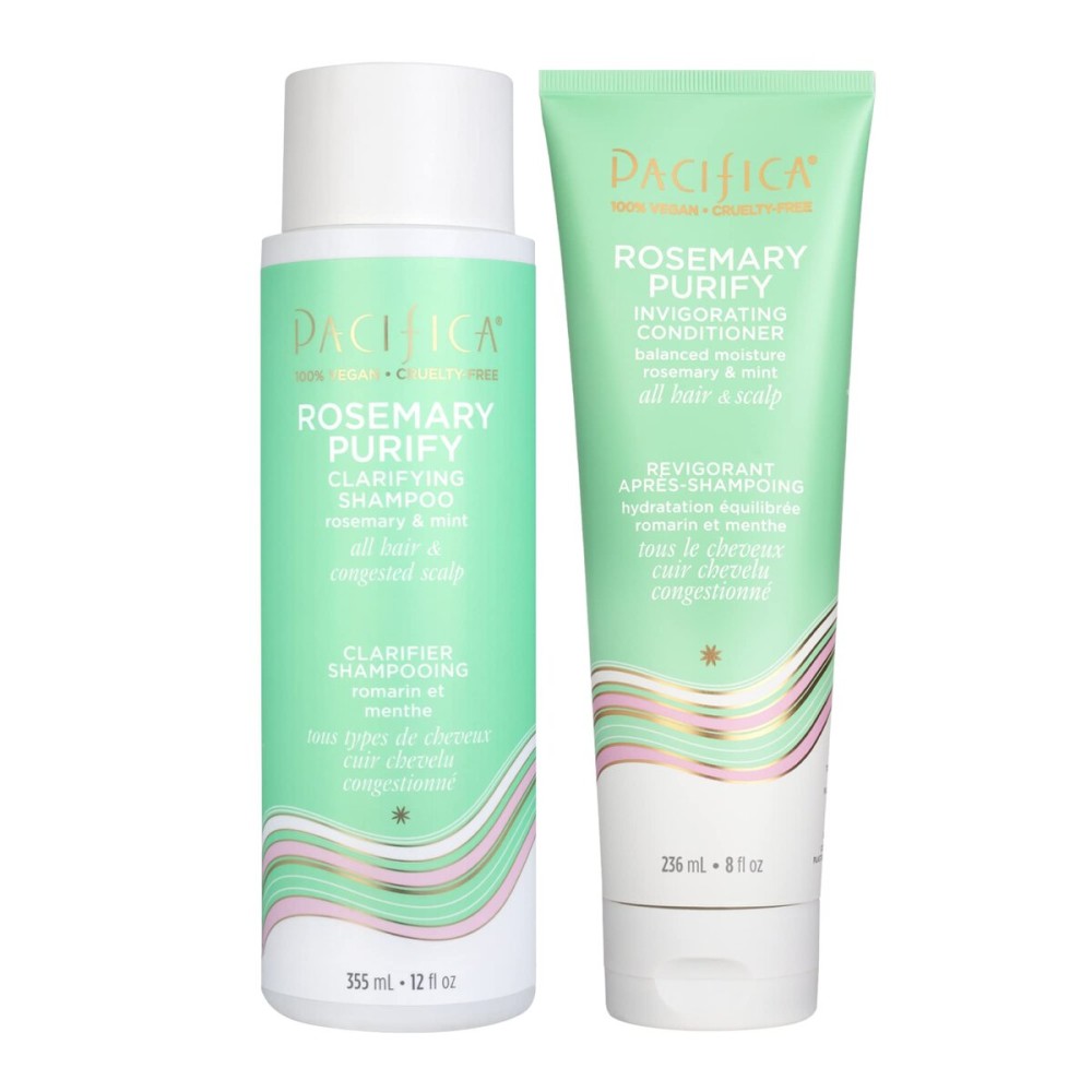 Pacifica Shampoo & Conditioner Set - Rosemary Purify Invigorating Set with Cooling Mint for Clarifying and Detoxing, Sulfate-Free, Vegan & Cruelty-Free, 12 oz & 8 oz (Set of 2)