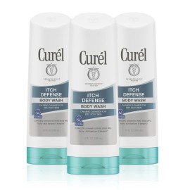Curel Itch Defense Calming Daily Cleanser, Body Wash, Soap-free Formula, for Dry, Itchy Skin, with Hydrating Jojoba and Olive Oil, 10 Oz, Pack of 3