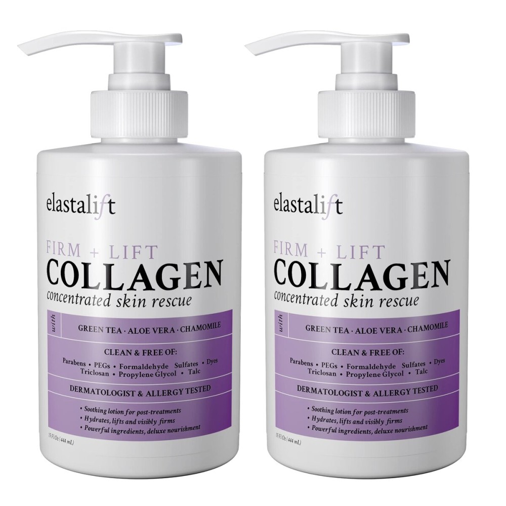 Elastalift Collagen Cream Fragrance Free Body Lotion & Face Moisturizer For Women & Men | Collagen Lotion | Skin Tightening Cream | Skin Firming + Tightening Lotion | Crepey Skin Care Treatment, 2PC