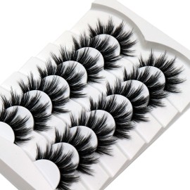 Losha False Lashes Natural Look Wispy Faux Mink Eyelashes Resuable Lightweight False Eyelashes 7 Pairs Pack Everyday Lashes