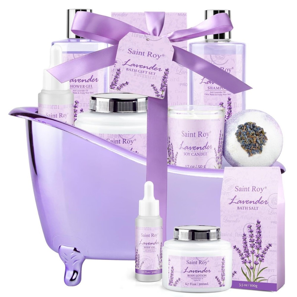 Lavender scented gifts for mom Spa Gift Baskets for Woman - spa baskets for women gift Lavender Gifts for Women, Bath Set, Christmas Gifts for Women, Home Spa Kit Gifts for Her, Mothers Day