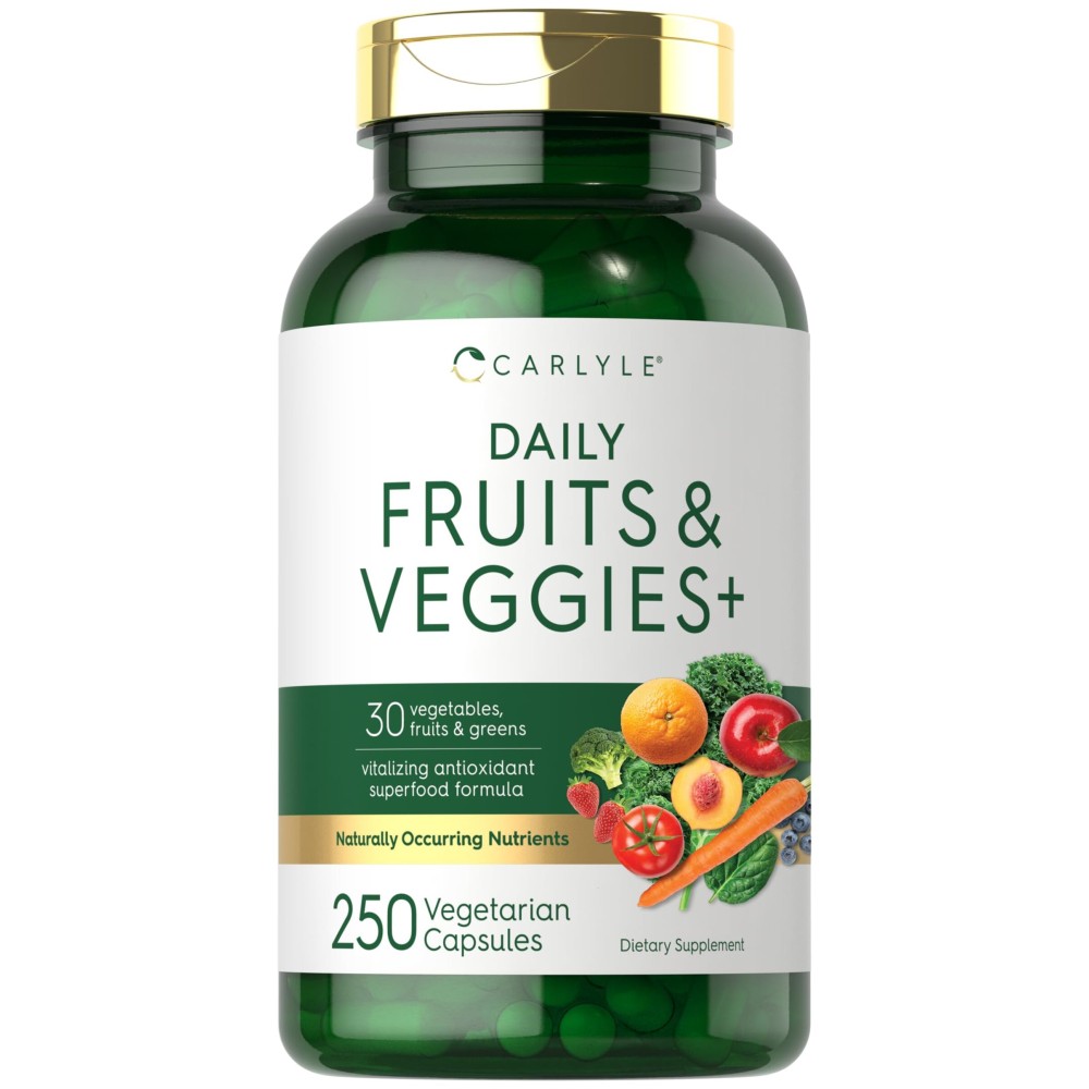 Carlyle Fruits and Veggies Supplement | 250 Capsules | Made with 30 Fruits and Vegetables | Vegetarian, Non-GMO, Gluten Free Superfood Formula