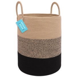 OrganiHaus Large Brown Woven Laundry Basket w/Handles 52L, Rope Dirty Clothes Hamper, Blanket Basket for Living Room, Baby Laundry Hamper for Nursery, Soft & Durable Decorative Organizer Bin