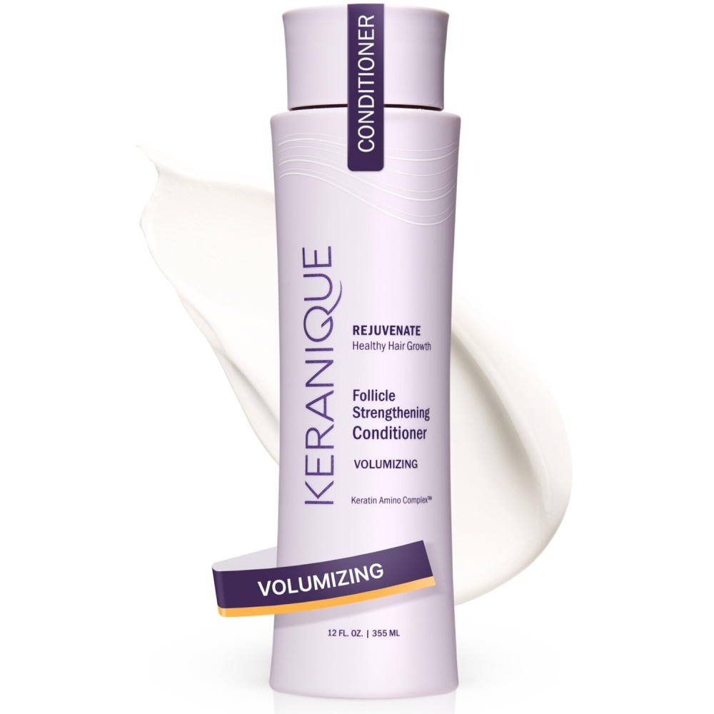 Keranique Volumizing Conditioner for Women - Best for Fine, Thin, & Brittle Hair - Sulfate-Free, Good for Color Treated Hair - Nourishing Volume Thickening Conditioner with Keratin for Thinning Hair