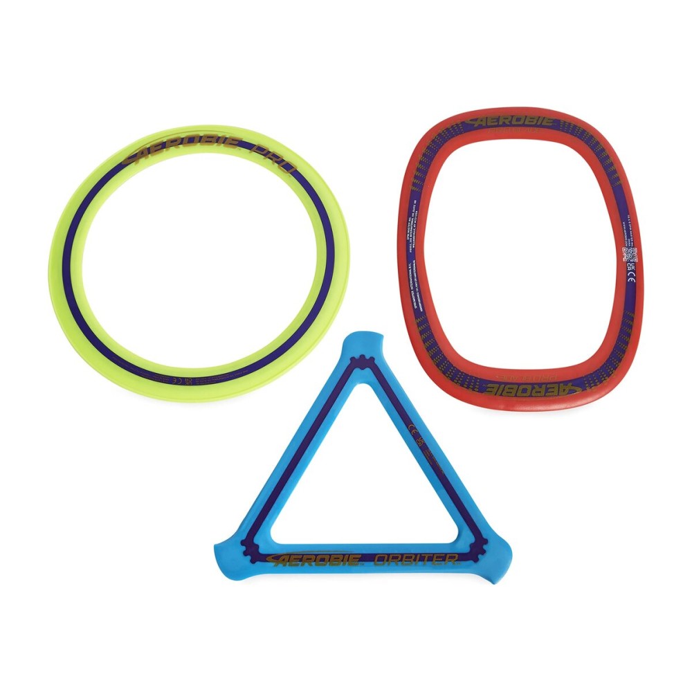 Aerobie 3-Piece Flying Ring Combo Pack with Pro Ring, Orbiter Boomerang, and Pro Blade, Lightweight Kids Toys for Disc Golf & Outdoor Games, Ages 5+