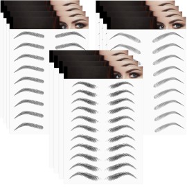 Maitys 12 Sheets 108 Pairs 4D Hair Like Waterproof Eyebrow Tattoos Stickers Temporary Transfer Brows Decal Peel off Fake Eyebrow Sticker Instant Authentic Brow Decal for Women(Vivid Style)