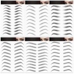 Blulu 6 Sheets 4d Hair-like Waterproof Eyebrow Tattoos Stickers Transfers Temporary Brow Tattoo Peel off Grooming Shaping Sticker in Arch Style, 66 Pairs Black(Vivid Styles)