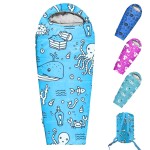 KidzAdventure Mummy Style 32 - 59F Kids Sleeping Bag with Pillow Sleeve, 4 Season, Lightweight and Backpacking Style, Ideal for Camping, Sleepover, Boys, Girls, Youth and Toddlers - Ocean World Kids