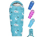 KidzAdventure Mummy Style 32 - 59F Kids Sleeping Bag with Pillow Sleeve, 4 Season, Lightweight and Backpacking Style, Ideal for Camping, Sleepover, Boys, Girls, Youth and Toddlers - Little Star Kids