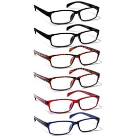 JOSCHOO Computer Reading Glasses for Women and Men 6 Pack Blue Light Blocking Spring Hinge Readers (Mix Color, 2.00)