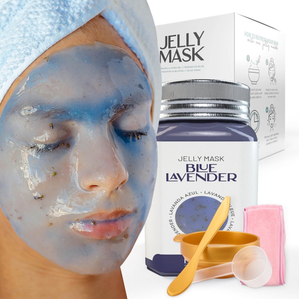 BRUN Jelly Mask Jar Blue Lavender Peel-Off Face Care Rubber Mask | 23 fl oz Skin Care Moisturizing Gel Mask Jar Spa Set