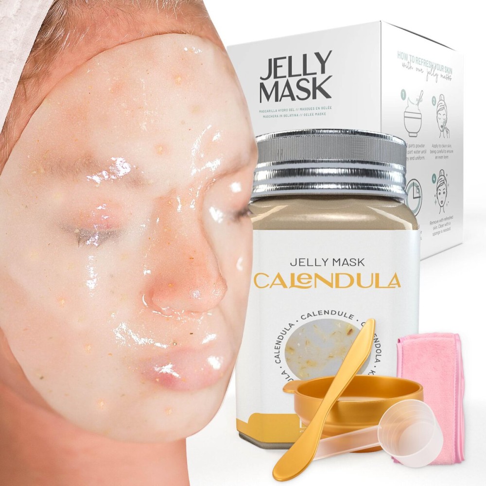 BRUN Jelly Mask Jar Calendula Peel-Off Face Care Rubber Mask | 23 fl oz Skin Care Moisturizing Gel Mask Jar Spa Set