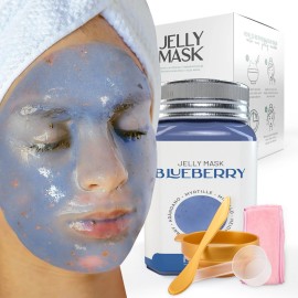 BRUN Jelly Mask Jar Blueberry Burst Peel-Off Face Care Rubber Mask - A 23 fl oz Skin Care Moisturizing Gel Mask Jar Spa Set for Men, Women and Adults on Formal Gatherings and Events