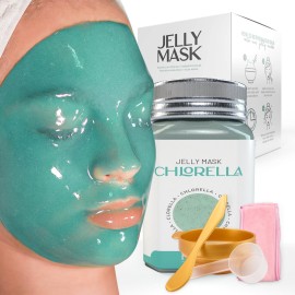 BRUN Jelly Mask Jar Chlorella Peel-Off Face Care Rubber Mask - A 23 fl oz Skin Care Moisturizing Gel Mask Jar Spa Set for Men, Women and Adults on Formal Gatherings and Events