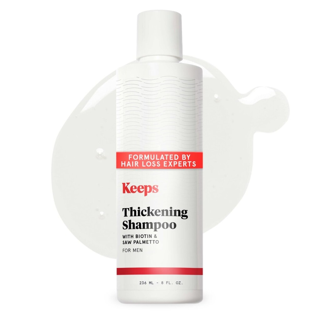 Keeps Mens Hair Loss Shampoo with Biotin - Anti-Thinning & Hair Growth Shampoo for Men - DHT Blocker with Saw Palmetto & Caffeine for Fuller, Thicker Looking Hair - Color-Safe Products