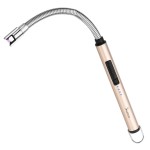SUPRUS Electric Candle Lighter USB Type C Rechargeable Lighter Steel Shell & Hanging Hook with 360 Flexible Neck(Gold)