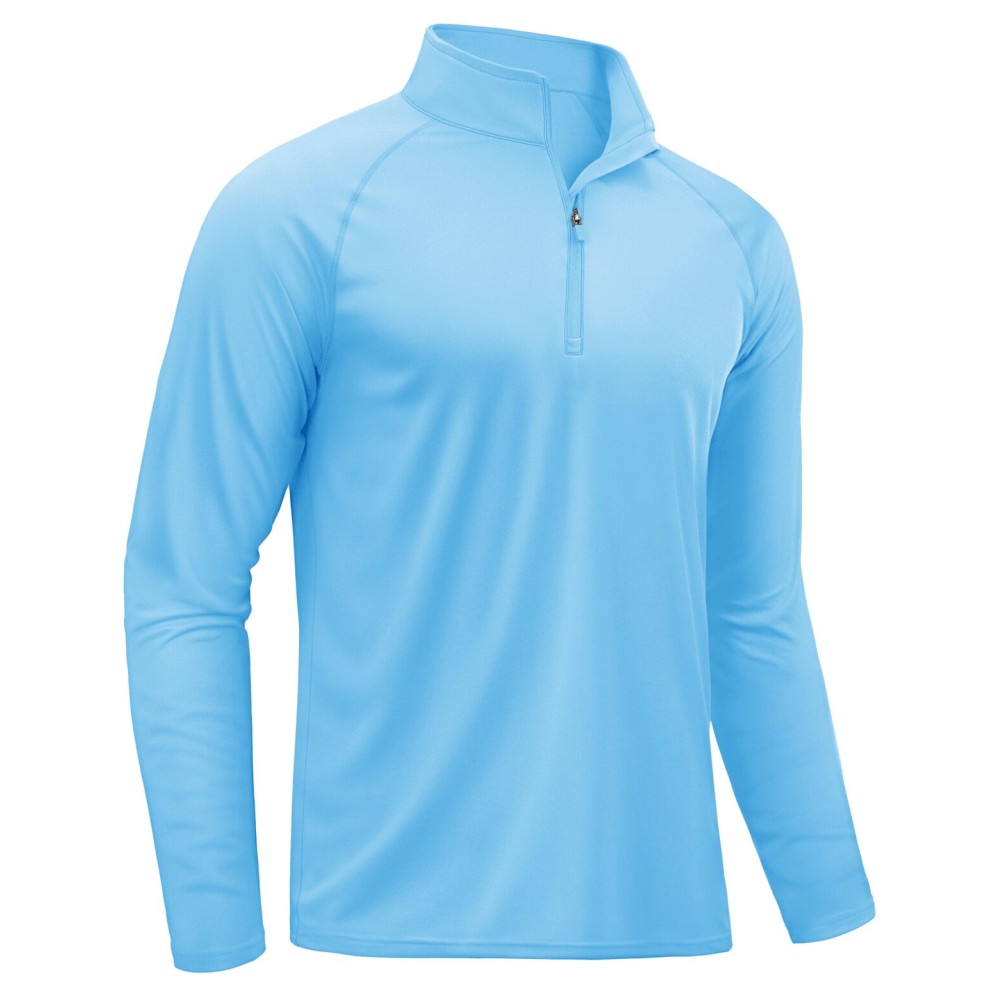 TACVASEN Long Sleeve Swim Shirts for UPF 50+ Sun Protection Shirts Quick Dry Rash Guard Outdoor 1/4 Zip T-Shirts Waterfall Blue XL
