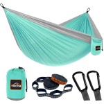 AnorTrek Camping Hammock, Super Lightweight Portable Parachute Hammock with Two Tree Straps Single or Double Nylon Travel Tree Hammocks for Camping Backpacking Hiking