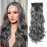 22 Inch Clip In Hair Extensions 7 PCS Long Wavy Synthetic Black Hair Extension & Natural Soft Invisible Clip Thick Hairpieces for Women Daily(20Inch, 7pcs, Dark Gray Mixed Shiny Silver)