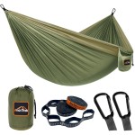 AnorTrek Camping Hammock, Super Lightweight Portable Parachute Hammock with Two Tree Straps Single or Double Nylon Travel Tree Hammocks for Camping Backpacking Hiking Army Green&Khaki