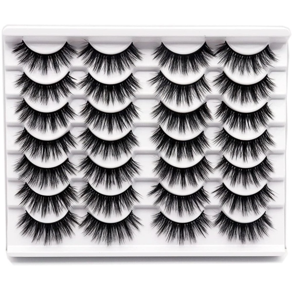 Losha Eyelashes Natural Look Faux Mink Lashes Pack Handmade Fluffy False Eyelashes 14 Pairs Eye Lashes (M09)