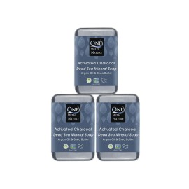 One With Nature Activated Charcoal Soap 4oz 3-Pack - Detoxifying and Exfoliating Charcoal Soap Bar with Dead Sea Salt for Face & Body, for Men & Women