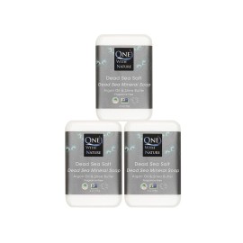 One With Nature Dead Sea Salt Soap 4oz 3-Pack - Purifying Soap Bar with Dead Sea Minerals for Face & Body, for Men & Women. Unscented.