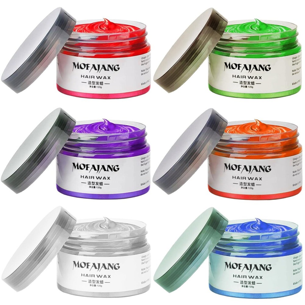 Temporary Hair Color Chalk For Kids, Hair Wax Color For 4 5 6 7 8 9 Year Old Girl Gifts, Birthday,Party, Cosplay DIY, Children\'s Day, Halloween, Christmas (6, Red Orange Purple Blue Green Gray)