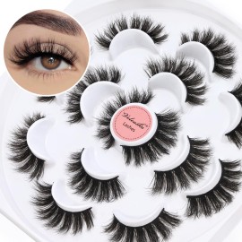 Veleasha Lashes 5D False Eyelashes Handmade Eye Lashes Fluffy Fake Lashes Eyelashes Dramatic Look 7 Pairs Luxurious Volume Fake Eyelashes Pack (801)