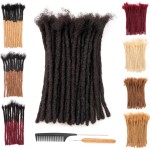 DAIXI 0.6cm Thickness 6-18 Inch 100% Real Human Hair Dreadlock Extensions for Man/Women Full Head Handmade 0.24Inch Thinner Can Be Dyed and Bleached Soft Dreadlocks with Needle and Comb, 30 Strands