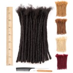 DAIXI 0.6cm and 0.4 0.8cm Options Thickness 6-18 Inch 20 Strands 100% Real Human Hair Dreadlock Extensions for Man/Women Handmade Permanent loc Extensions Bundles Can Be Dyed Bleached Curled Twisted