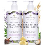 Tree to Tub Lavender Shea Butter Body Lotion for Dry Skin - Moisturizing Sensitive Skin Lotion for Women & Men, Vegan Body Moisturizer w/Organic Aloe Vera, Cocoa Butter, All Natural Colloidal Oatmeal