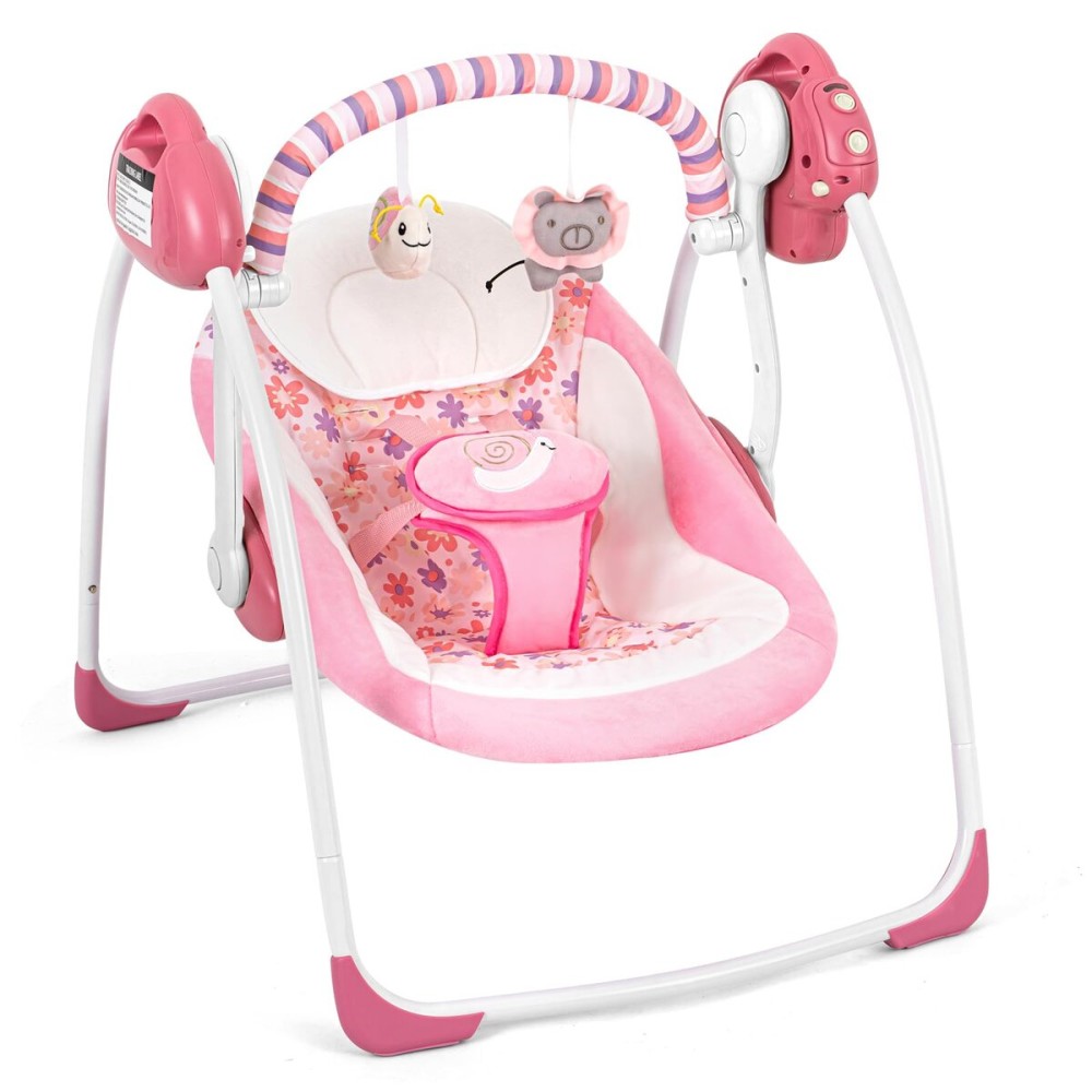 Baby Swings for Infants, Powered by Power Cord (Included) and Batteries for Indoor/Outdoor Use, Easy-Fold Infant Swing, Electric Baby Swing for 0-9 Months 6-25 lbs