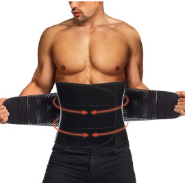 TAILONG Neoprene Waist Trimmer Ab Belt for Men Waist Trainer Corset Slimming Body Shaper Workout Sauna Hot Sweat Band (Black with Band, 3X-Large)