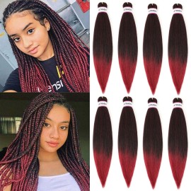 Pre Stretched Braiding Hair 8 Packs - 18 Inch Ombre Braiding Hair,Two Tone Yaki Texture Prestretched Crochet Braids Hair,Professional Synthetic Hair Extension Itch Free Hot Water Setting(18T1B/Bug)