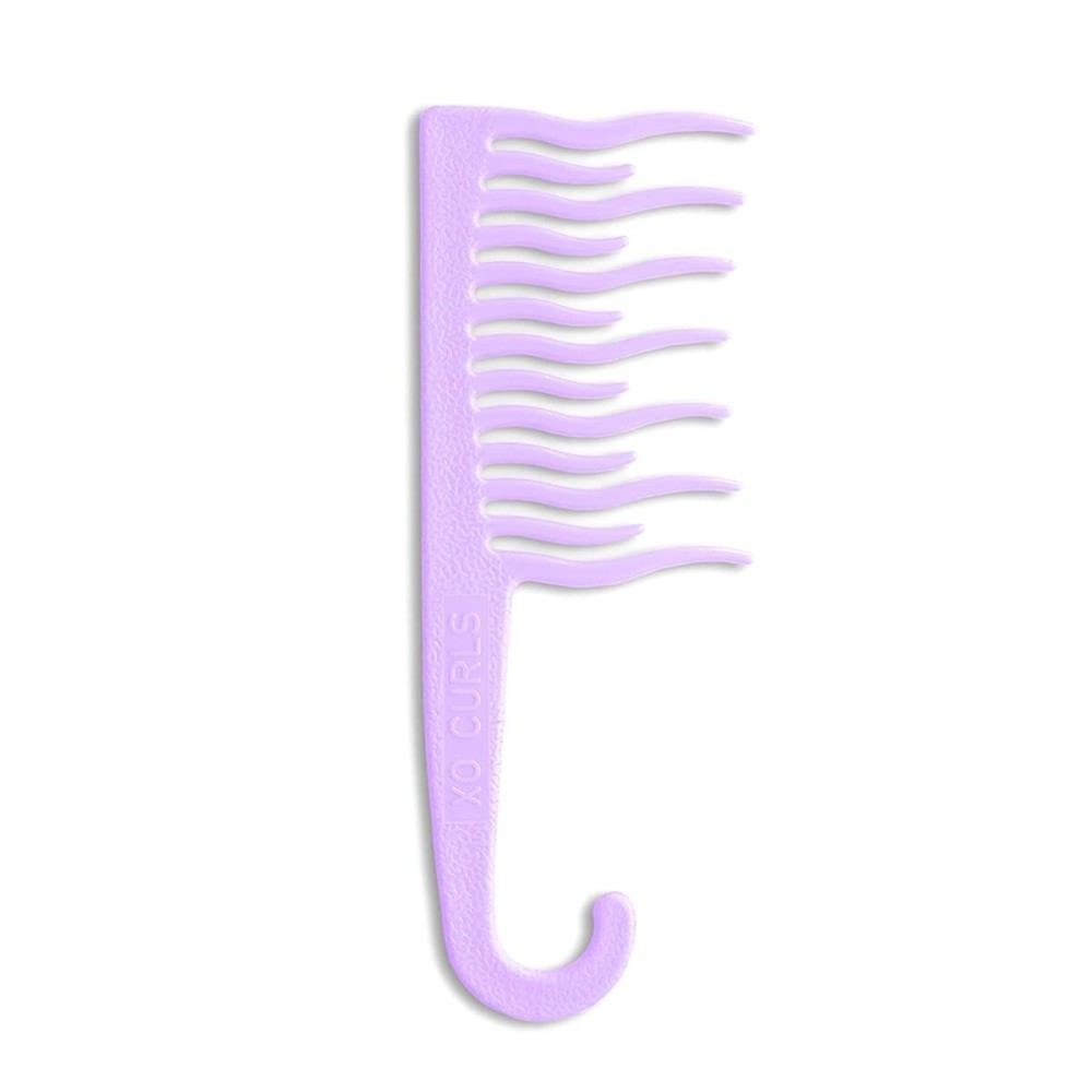 XO Curls Shower detangling hair comb, Wide tooth comb, Comb with hook for easy hanging in shower, Gentle on Scalp, Hair comb for with curly & wavy hair (Lavender)