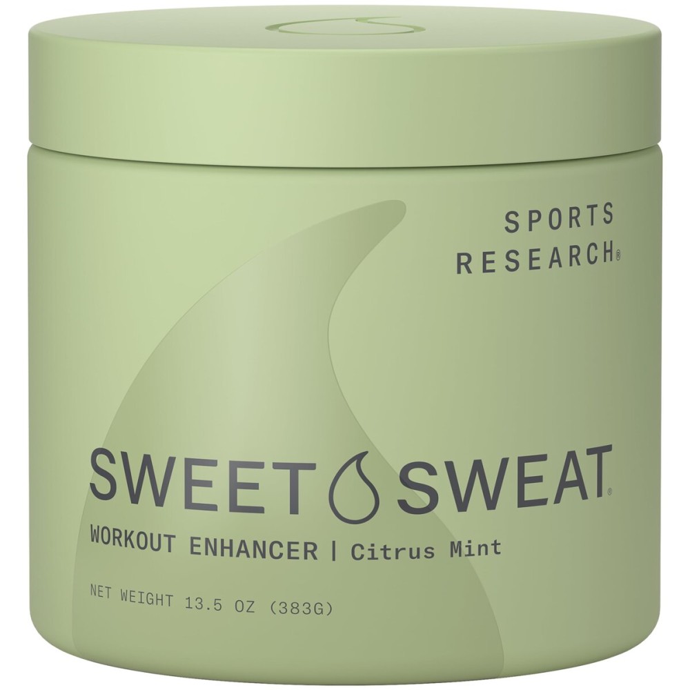 Sports Research Sweet Sweat \'Workout Enhancer\' Gel XL Jar - Maximize Your Exercise & Sweat Faster - 13.5oz (Citrus Mint)
