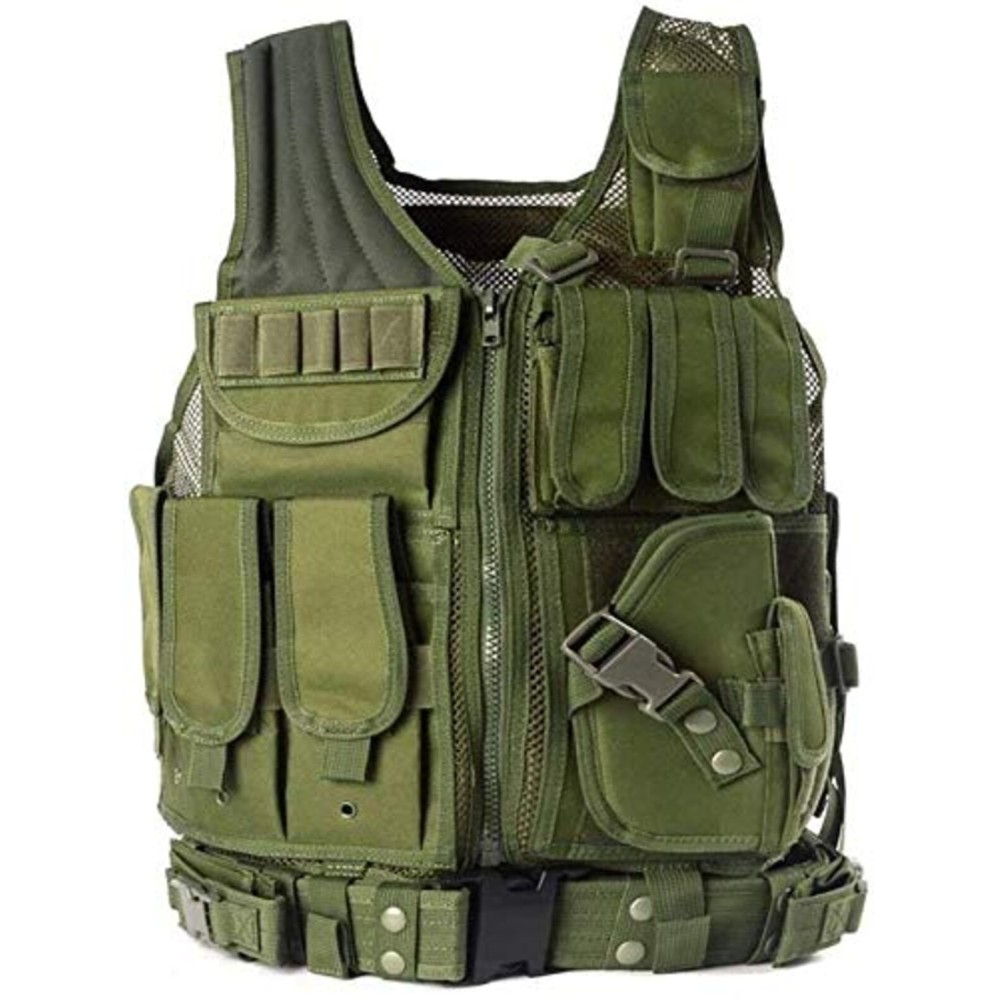 vAv YAKEDA Tactical Vest Outdoor Ultra-Light Breathable Training Airsoft Vest Adjustable for Adults (Green)