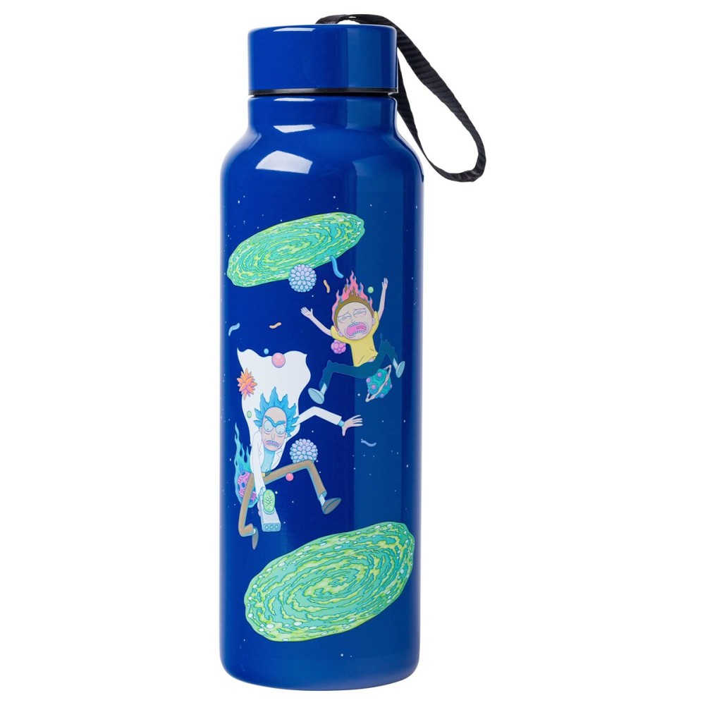 Silver Buffalo Rick and Morty Portal Jump Stainless Steel Water Bottle with Strap, 27 Ounces