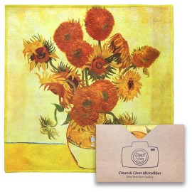 Large [2 Pack] Classic Art (Sunflowers) - Ultra Premium Quality Microfiber Cleaning Cloths (Best for Camera Lens, Glasses, Screens, and All Lens.), Microfiber cloth