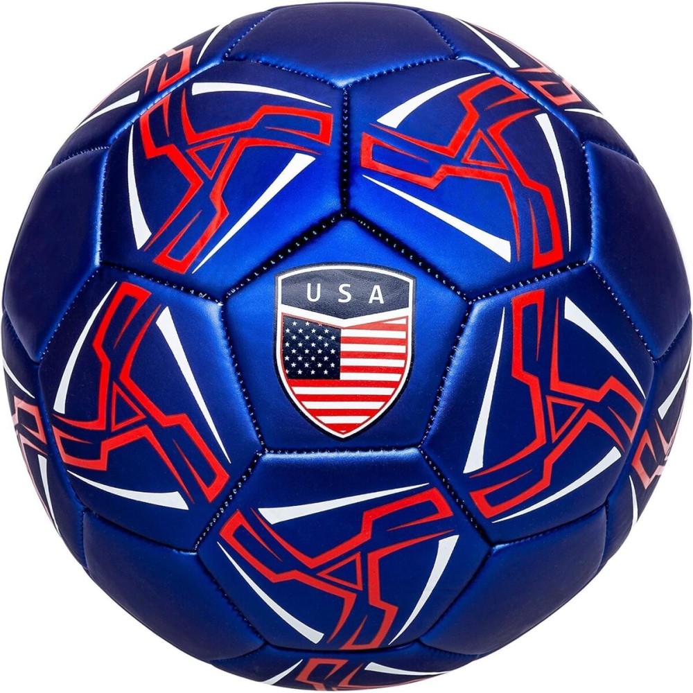 Western Star Soccer Ball USA - Official Match Grade Soccer Balls - Youth & Adult - Attractive and Durable Design (Navy Blue, 4, Without Pump)