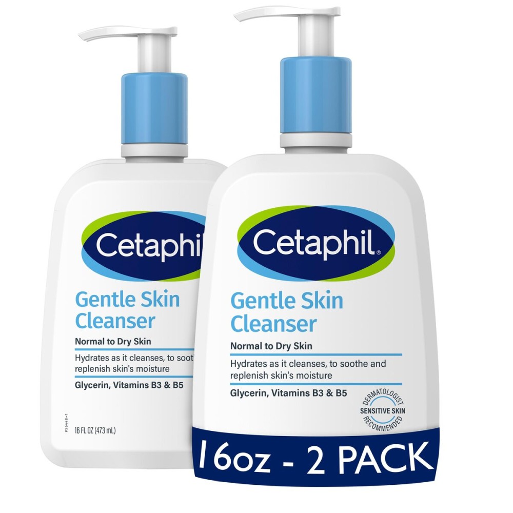 Cetaphil Face Wash, Hydrating Gentle Skin Cleanser for Dry to Normal Sensitive Skin, 16 oz 2 Pack, Fragrance Free, Soap Free and Non-Foaming