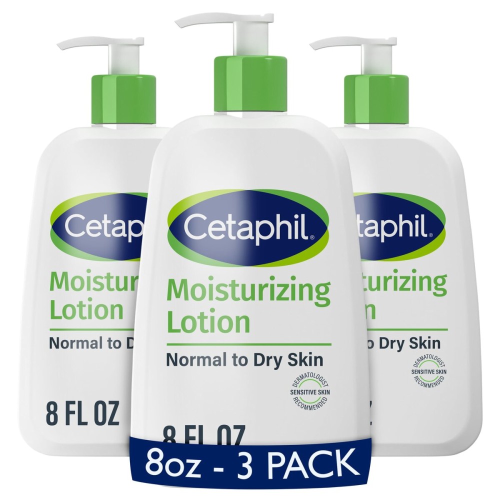 Cetaphil Face & Body Moisturizer, Hydrating Moisturizing Lotion for All Skin Types, Suitable for Sensitive Skin, NEW 8 oz Pack of 3, Fragrance Free, Hypoallergenic, Non-Comedogenic