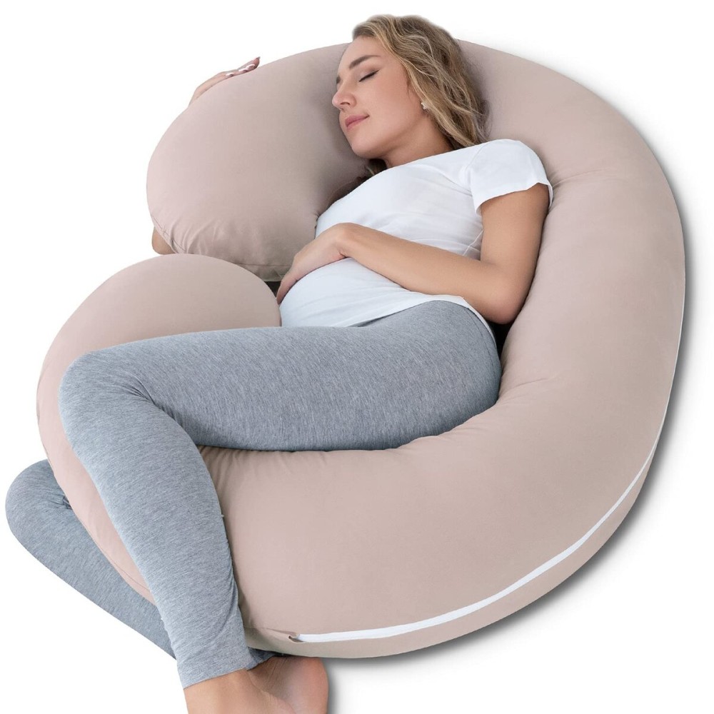 INSEN Pregnancy Pillow Cooling, Maternity Pillow with Soft Cotton Cover, C Shaped for Side Sleeping